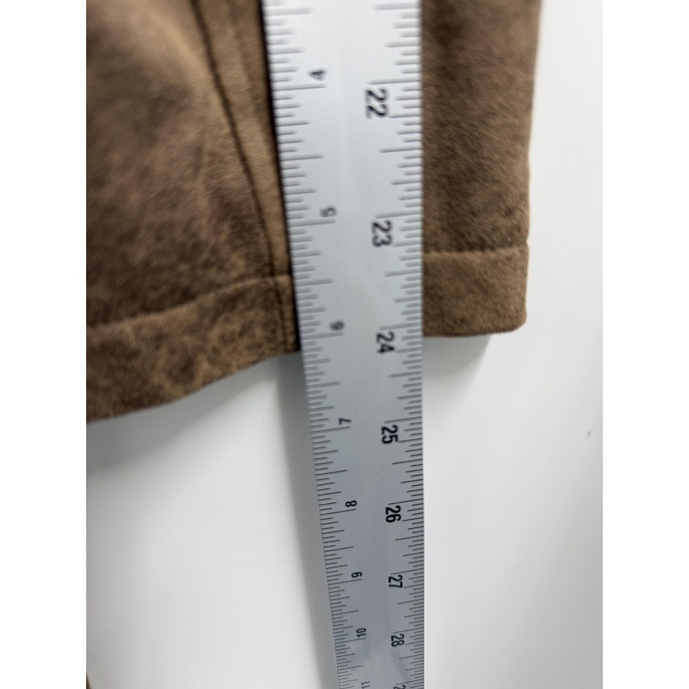 Chico's Jacket Womens 2 Brown Faux Suede Fringe Open Front Boho Western Long - Picture 9 of 9